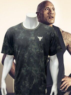 Under Armour Project Rock Black Gray Tie Dye "Blood Sweat Respect" T-Shirt XXL
